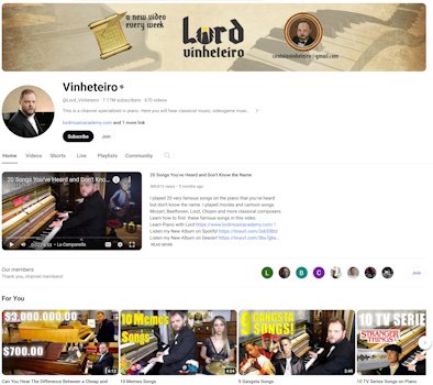 Awesome pianist on Youtube. But can Lord Vinheterio sell more?